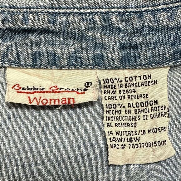 Bobbie Brooks Vintage Blue Denim Embroidered Button Down Shirt - Picture 8 of 11